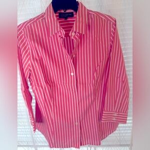 Jones new York Button Up Striped Pink Shirt - M